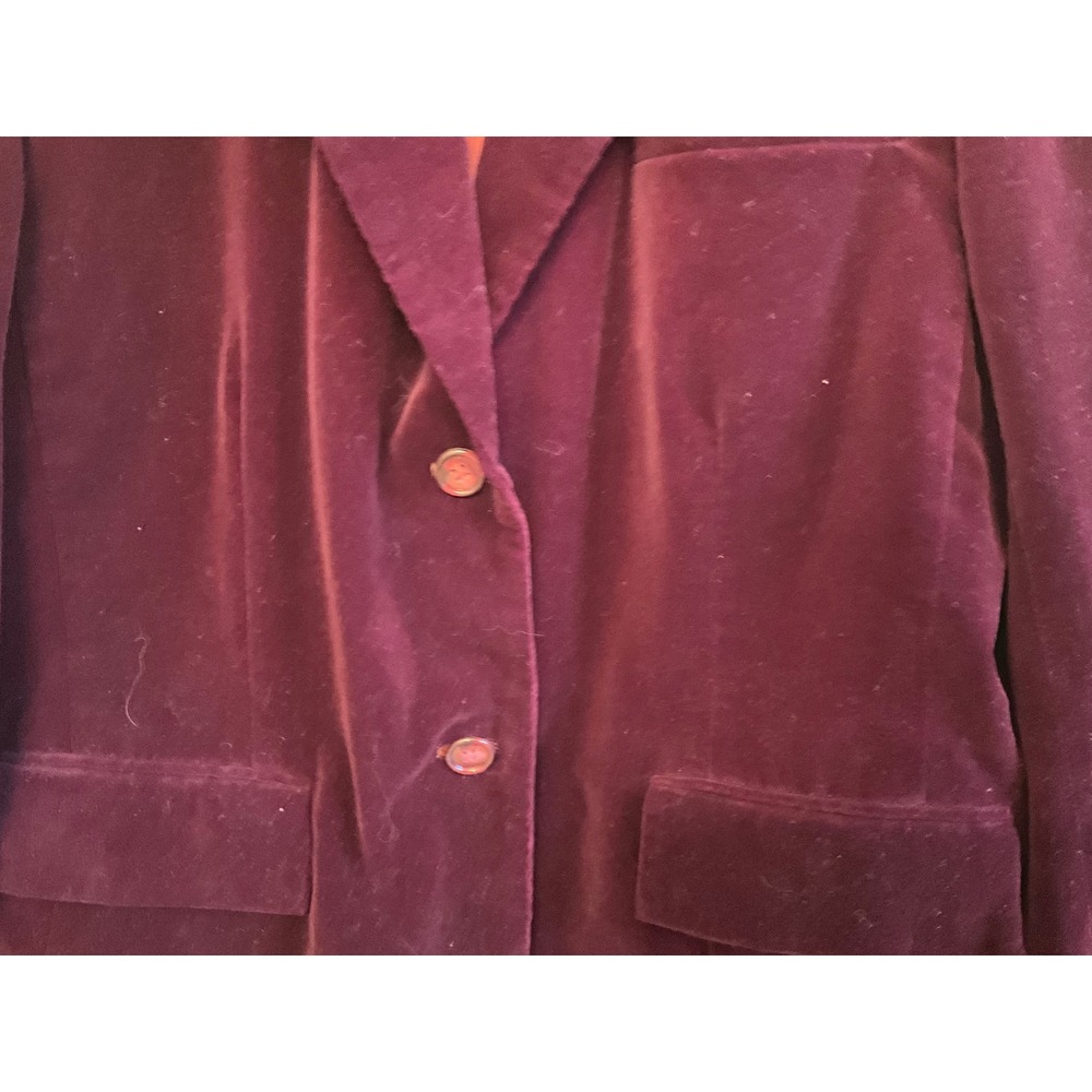Butterfly Prestige Sportswear Vintage Velvet Blazer Plum Burgundy Cotton Size 10 - Picture 4 of 8